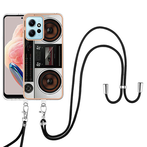 Funda Silicona Gel Goma Patron de Moda Carcasa con Acollador Cordon Lanyard YB8 para Xiaomi Redmi Note 12 4G Vistoso