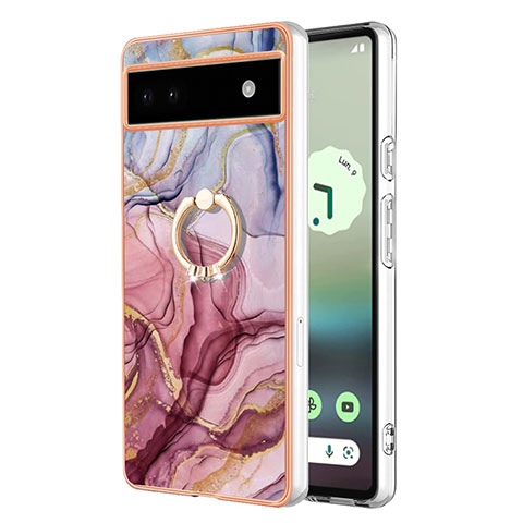 Funda Silicona Gel Goma Patron de Moda Carcasa con Anillo de dedo Soporte Y01B para Google Pixel 6a 5G Multicolor