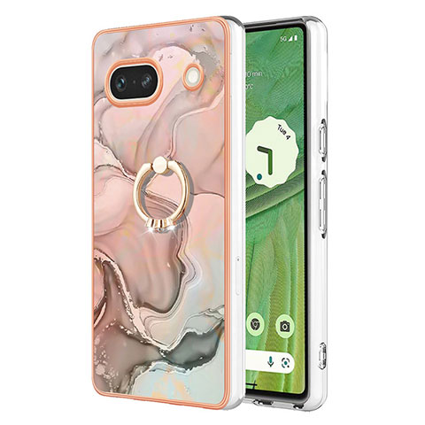 Funda Silicona Gel Goma Patron de Moda Carcasa con Anillo de dedo Soporte Y01B para Google Pixel 7a 5G Rosa