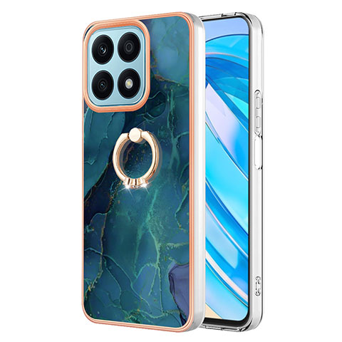 Funda Silicona Gel Goma Patron de Moda Carcasa con Anillo de dedo Soporte Y01B para Huawei Honor X8a 4G Verde