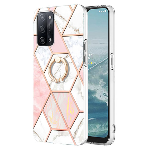 Funda Silicona Gel Goma Patron de Moda Carcasa con Anillo de dedo Soporte Y01B para Oppo A53s 5G Rosa