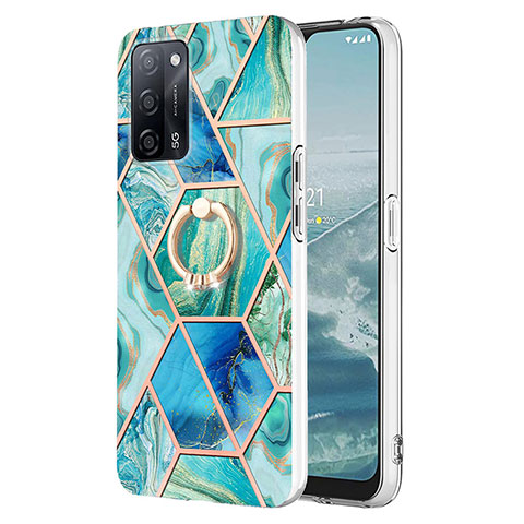 Funda Silicona Gel Goma Patron de Moda Carcasa con Anillo de dedo Soporte Y01B para Oppo A53s 5G Verde