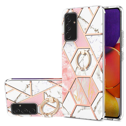 Funda Silicona Gel Goma Patron de Moda Carcasa con Anillo de dedo Soporte Y01B para Samsung Galaxy A24 4G Rosa