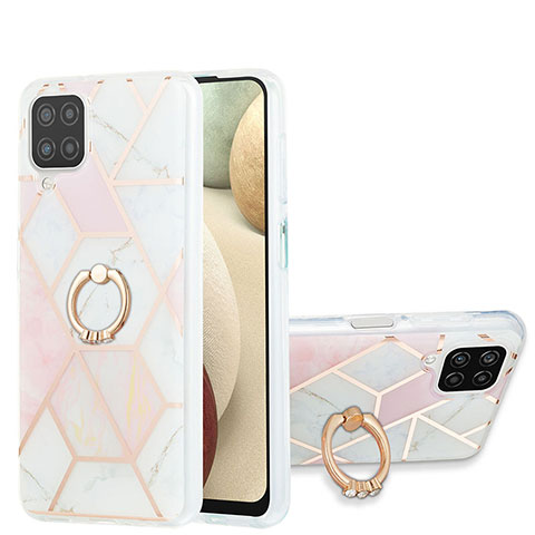 Funda Silicona Gel Goma Patron de Moda Carcasa con Anillo de dedo Soporte Y01B para Samsung Galaxy M12 Rosa