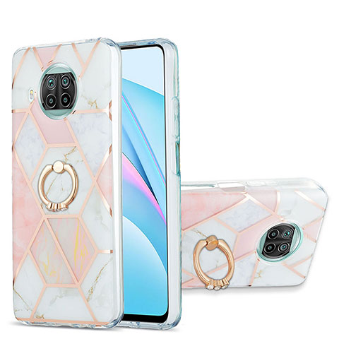 Funda Silicona Gel Goma Patron de Moda Carcasa con Anillo de dedo Soporte Y01B para Xiaomi Mi 10i 5G Rosa