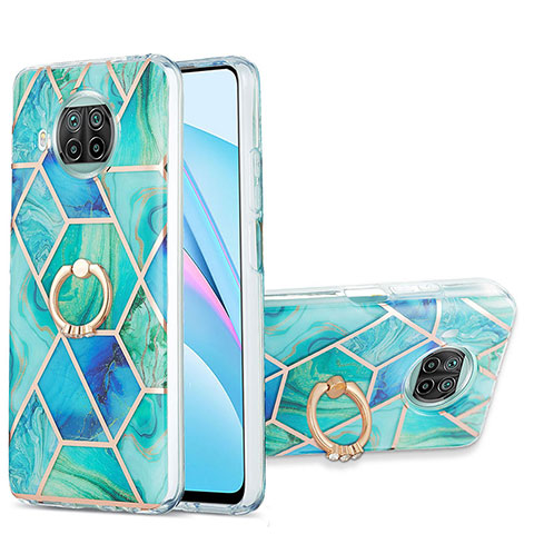 Funda Silicona Gel Goma Patron de Moda Carcasa con Anillo de dedo Soporte Y01B para Xiaomi Mi 10i 5G Verde