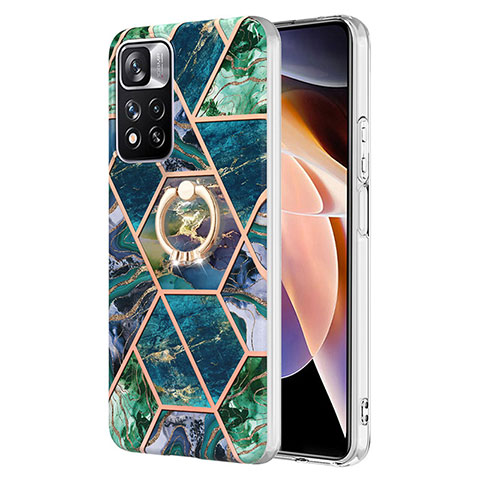 Funda Silicona Gel Goma Patron de Moda Carcasa con Anillo de dedo Soporte Y01B para Xiaomi Mi 11i 5G (2022) Verde Noche