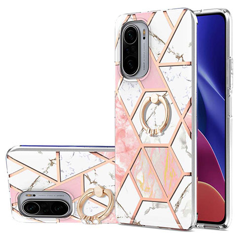 Funda Silicona Gel Goma Patron de Moda Carcasa con Anillo de dedo Soporte Y01B para Xiaomi Mi 11X 5G Rosa