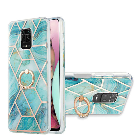 Funda Silicona Gel Goma Patron de Moda Carcasa con Anillo de dedo Soporte Y01B para Xiaomi Poco M2 Pro Menta Verde