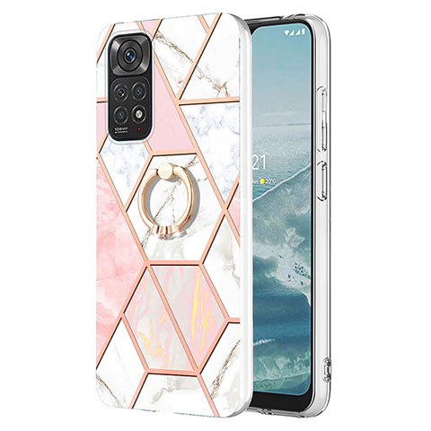 Funda Silicona Gel Goma Patron de Moda Carcasa con Anillo de dedo Soporte Y01B para Xiaomi Redmi Note 11 4G (2022) Rosa