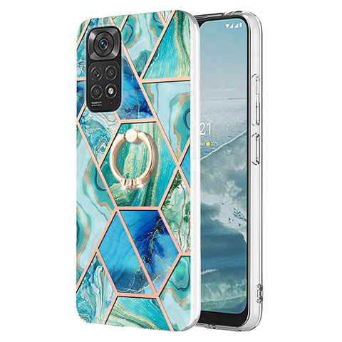 Funda Silicona Gel Goma Patron de Moda Carcasa con Anillo de dedo Soporte Y01B para Xiaomi Redmi Note 11S 4G Verde