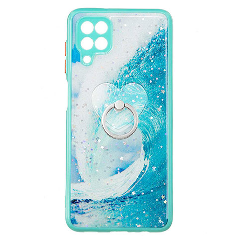 Funda Silicona Gel Goma Patron de Moda Carcasa con Anillo de dedo Soporte Y01X para Samsung Galaxy A12 Nacho Verde