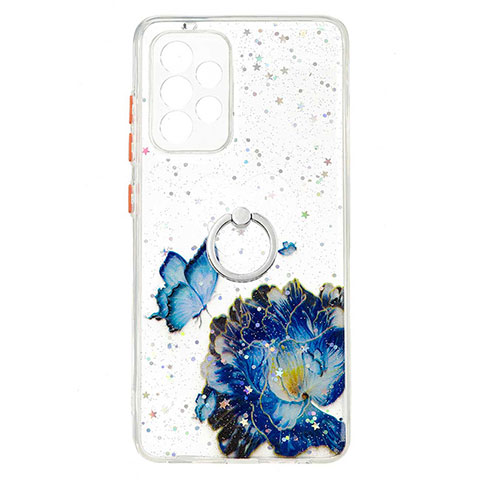 Funda Silicona Gel Goma Patron de Moda Carcasa con Anillo de dedo Soporte Y01X para Samsung Galaxy A33 5G Azul