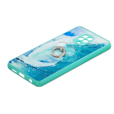 Funda Silicona Gel Goma Patron de Moda Carcasa con Anillo de dedo Soporte Y01X para Xiaomi Poco M2 Pro Verde