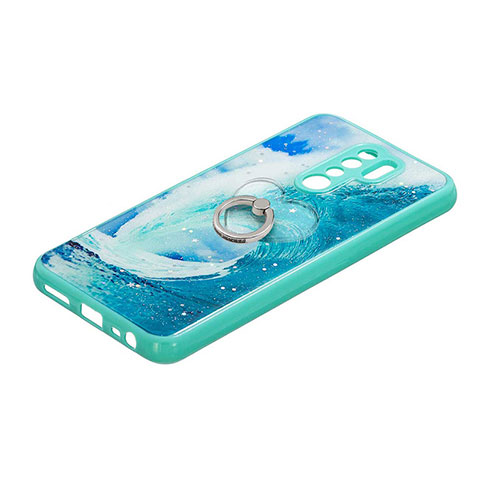 Funda Silicona Gel Goma Patron de Moda Carcasa con Anillo de dedo Soporte Y01X para Xiaomi Poco M2 Verde