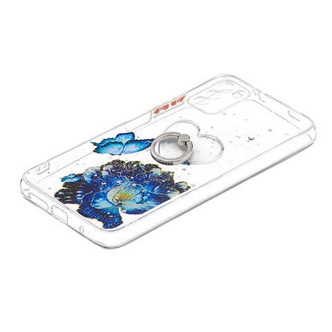 Funda Silicona Gel Goma Patron de Moda Carcasa con Anillo de dedo Soporte Y01X para Xiaomi Poco M3 Azul