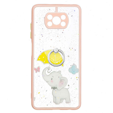 Funda Silicona Gel Goma Patron de Moda Carcasa con Anillo de dedo Soporte Y01X para Xiaomi Poco X3 Amarillo