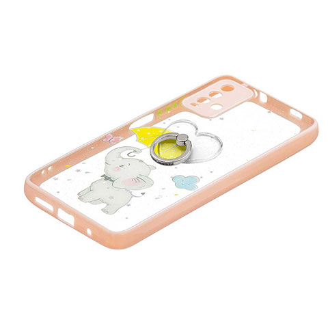 Funda Silicona Gel Goma Patron de Moda Carcasa con Anillo de dedo Soporte Y01X para Xiaomi Redmi 9T 4G Amarillo