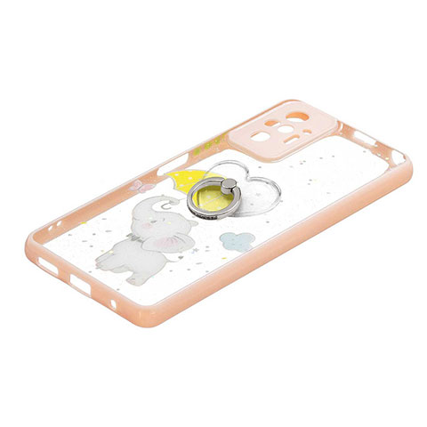 Funda Silicona Gel Goma Patron de Moda Carcasa con Anillo de dedo Soporte Y01X para Xiaomi Redmi Note 10 Pro Max Amarillo