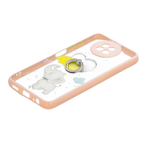 Funda Silicona Gel Goma Patron de Moda Carcasa con Anillo de dedo Soporte Y01X para Xiaomi Redmi Note 9 5G Amarillo