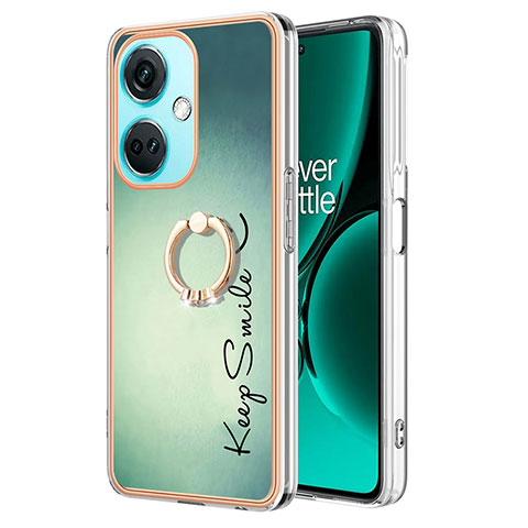 Funda Silicona Gel Goma Patron de Moda Carcasa con Anillo de dedo Soporte Y02B para OnePlus Nord CE 3 5G Verde