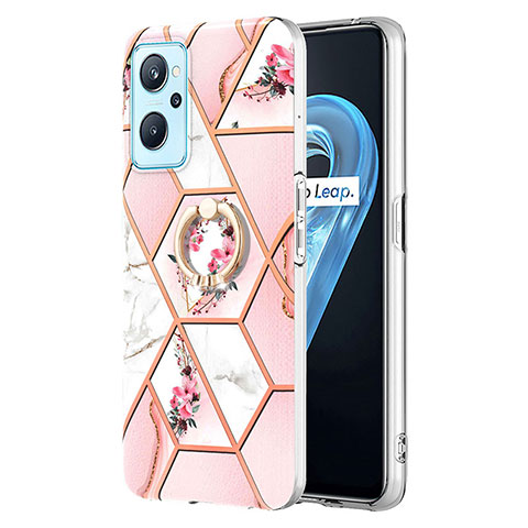 Funda Silicona Gel Goma Patron de Moda Carcasa con Anillo de dedo Soporte Y02B para Oppo K10 4G Rosa