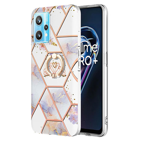 Funda Silicona Gel Goma Patron de Moda Carcasa con Anillo de dedo Soporte Y02B para Realme 9 Pro 5G Gris