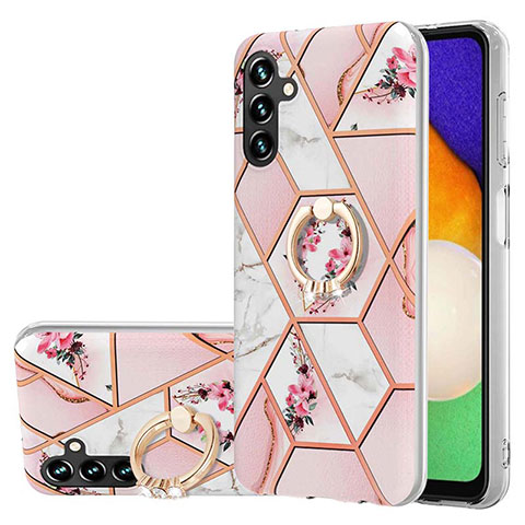 Funda Silicona Gel Goma Patron de Moda Carcasa con Anillo de dedo Soporte Y02B para Samsung Galaxy A04s Rosa