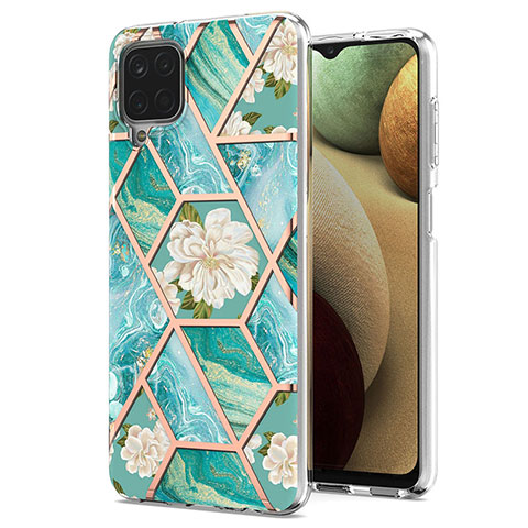 Funda Silicona Gel Goma Patron de Moda Carcasa con Anillo de dedo Soporte Y02B para Samsung Galaxy A12 Verde