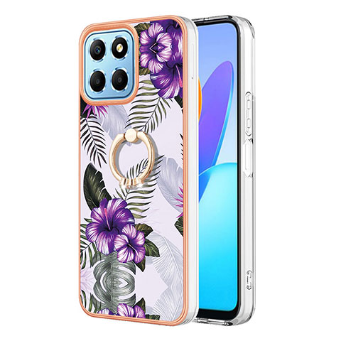 Funda Silicona Gel Goma Patron de Moda Carcasa con Anillo de dedo Soporte Y03B para Huawei Honor X6 Morado