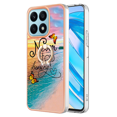 Funda Silicona Gel Goma Patron de Moda Carcasa con Anillo de dedo Soporte Y03B para Huawei Honor X8a 4G Multicolor