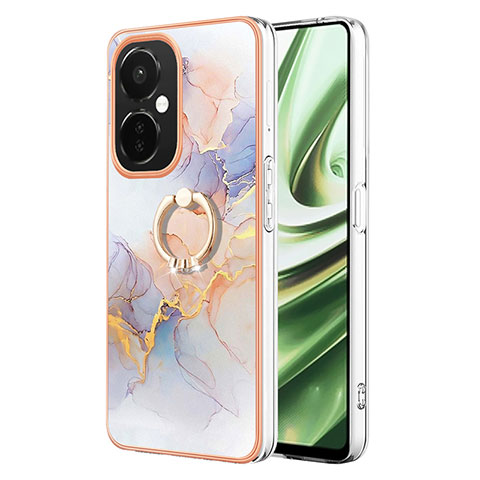 Funda Silicona Gel Goma Patron de Moda Carcasa con Anillo de dedo Soporte Y03B para OnePlus Nord CE 3 Lite 5G Purpura Claro