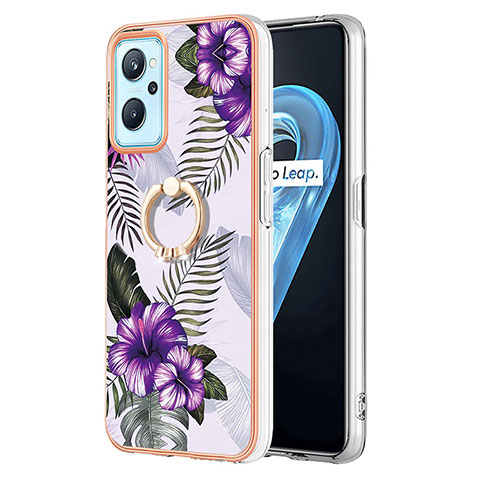 Funda Silicona Gel Goma Patron de Moda Carcasa con Anillo de dedo Soporte Y03B para Oppo K10 4G Morado