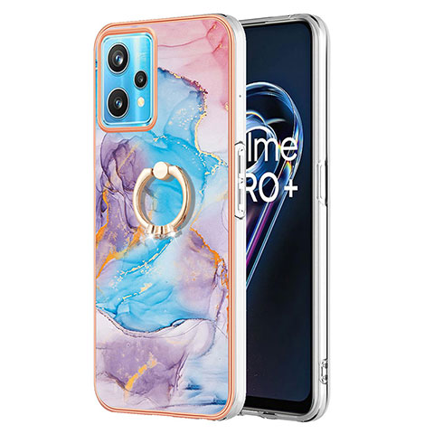 Funda Silicona Gel Goma Patron de Moda Carcasa con Anillo de dedo Soporte Y03B para Realme 9 5G Azul