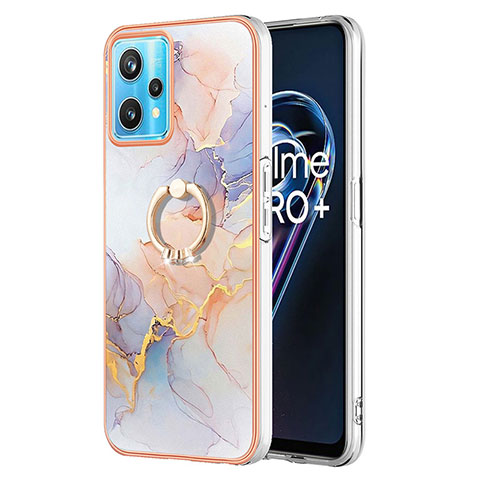 Funda Silicona Gel Goma Patron de Moda Carcasa con Anillo de dedo Soporte Y03B para Realme 9 Pro 5G Purpura Claro