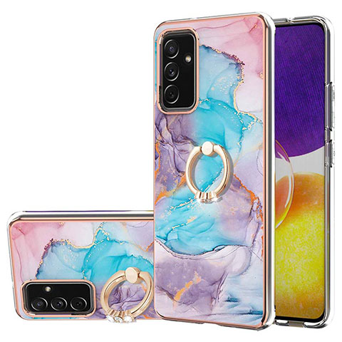 Funda Silicona Gel Goma Patron de Moda Carcasa con Anillo de dedo Soporte Y03B para Samsung Galaxy A05s Azul