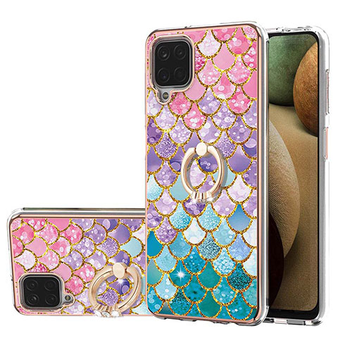 Funda Silicona Gel Goma Patron de Moda Carcasa con Anillo de dedo Soporte Y03B para Samsung Galaxy A12 5G Vistoso