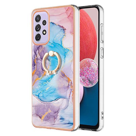 Funda Silicona Gel Goma Patron de Moda Carcasa con Anillo de dedo Soporte Y03B para Samsung Galaxy A13 4G Azul