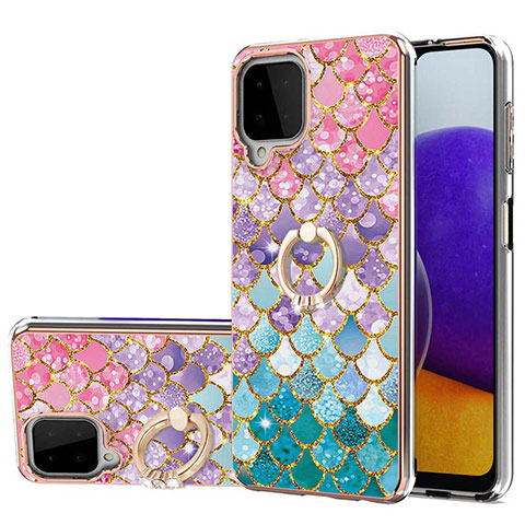 Funda Silicona Gel Goma Patron de Moda Carcasa con Anillo de dedo Soporte Y03B para Samsung Galaxy A22 4G Vistoso