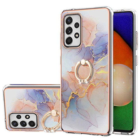 Funda Silicona Gel Goma Patron de Moda Carcasa con Anillo de dedo Soporte Y03B para Samsung Galaxy A52 4G Purpura Claro