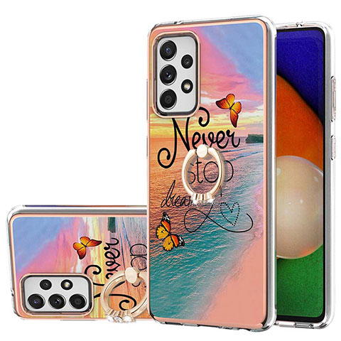 Funda Silicona Gel Goma Patron de Moda Carcasa con Anillo de dedo Soporte Y03B para Samsung Galaxy A52 5G Multicolor