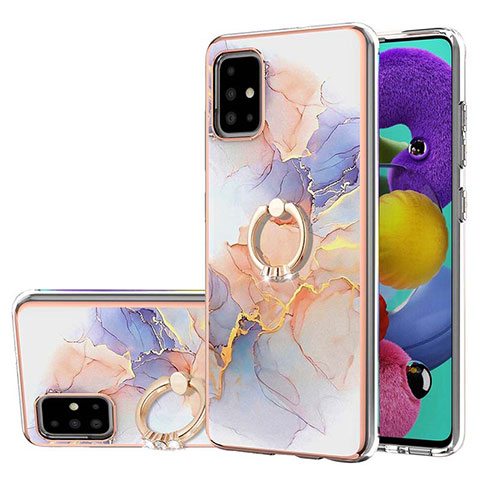 Funda Silicona Gel Goma Patron de Moda Carcasa con Anillo de dedo Soporte Y03B para Samsung Galaxy M40S Purpura Claro