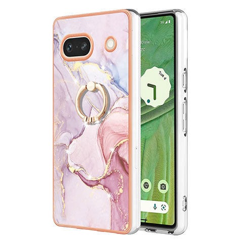 Funda Silicona Gel Goma Patron de Moda Carcasa con Anillo de dedo Soporte Y05B para Google Pixel 7a 5G Rosa