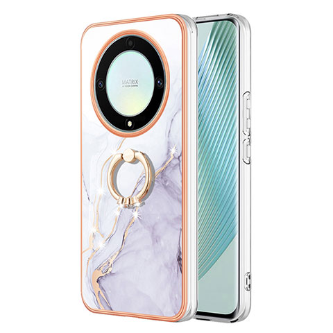 Funda Silicona Gel Goma Patron de Moda Carcasa con Anillo de dedo Soporte Y05B para Huawei Honor Magic5 Lite 5G Blanco