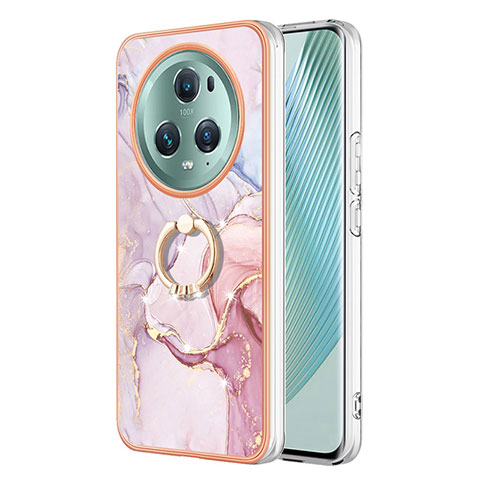 Funda Silicona Gel Goma Patron de Moda Carcasa con Anillo de dedo Soporte Y05B para Huawei Honor Magic5 Pro 5G Rosa