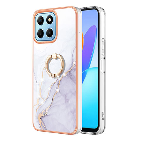 Funda Silicona Gel Goma Patron de Moda Carcasa con Anillo de dedo Soporte Y05B para Huawei Honor X6 5G Blanco