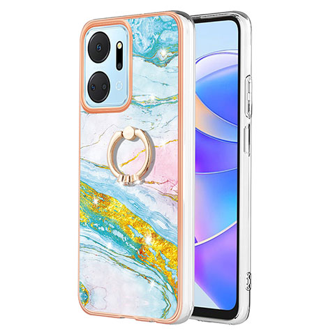 Funda Silicona Gel Goma Patron de Moda Carcasa con Anillo de dedo Soporte Y05B para Huawei Honor X7a Vistoso