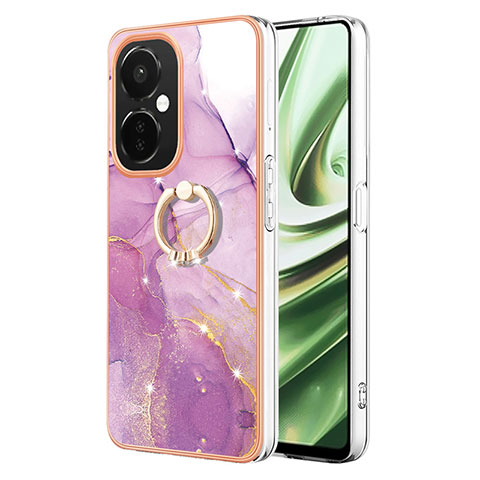 Funda Silicona Gel Goma Patron de Moda Carcasa con Anillo de dedo Soporte Y05B para OnePlus Nord CE 3 Lite 5G Purpura Claro