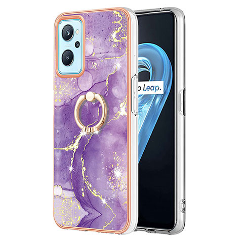 Funda Silicona Gel Goma Patron de Moda Carcasa con Anillo de dedo Soporte Y05B para Oppo K10 4G Morado