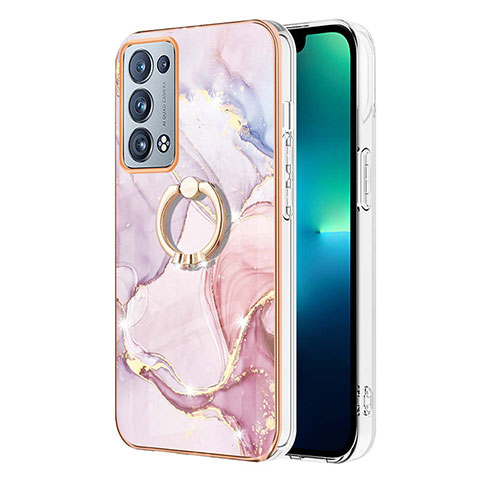 Funda Silicona Gel Goma Patron de Moda Carcasa con Anillo de dedo Soporte Y05B para Oppo Reno6 Pro 5G Rosa